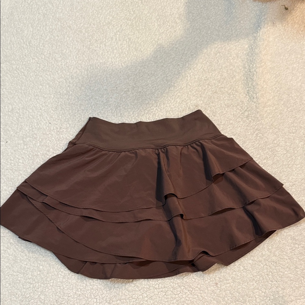 Aerie Chocolate Brown Layered Skater Skirt